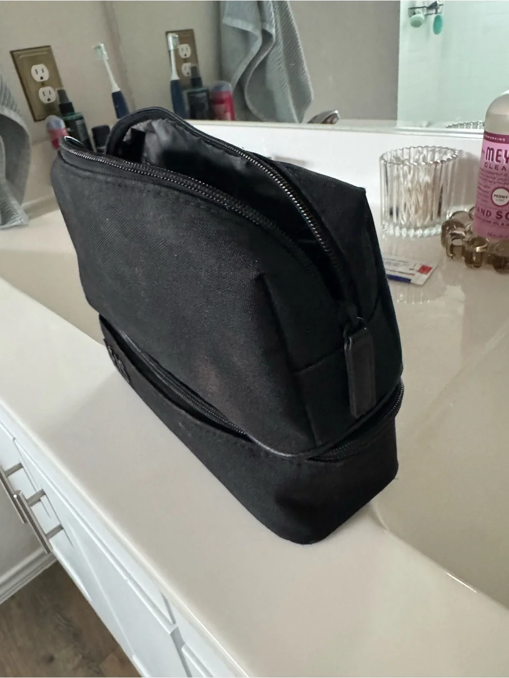 BEIS Black Dual-Zip Cosmetic Bag
